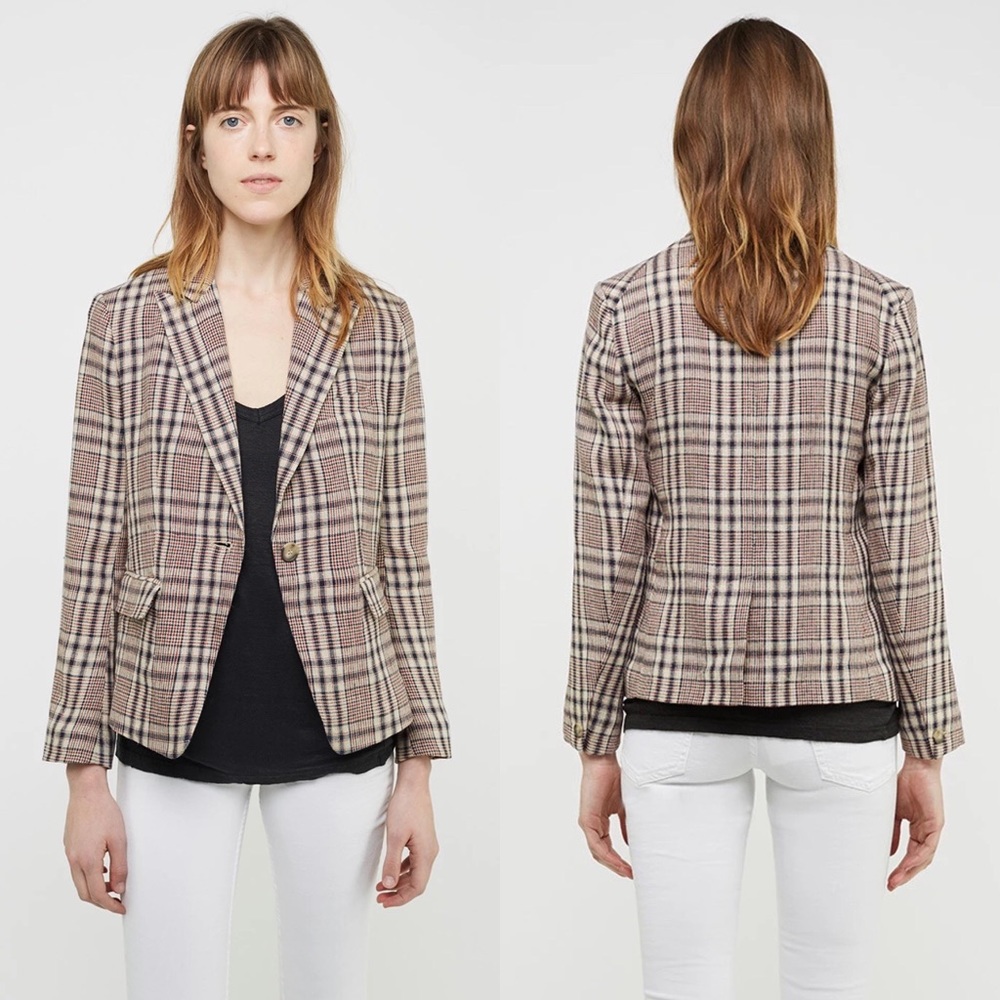 Isabel Marant Etoile Jayden Plaid Linen Blazer